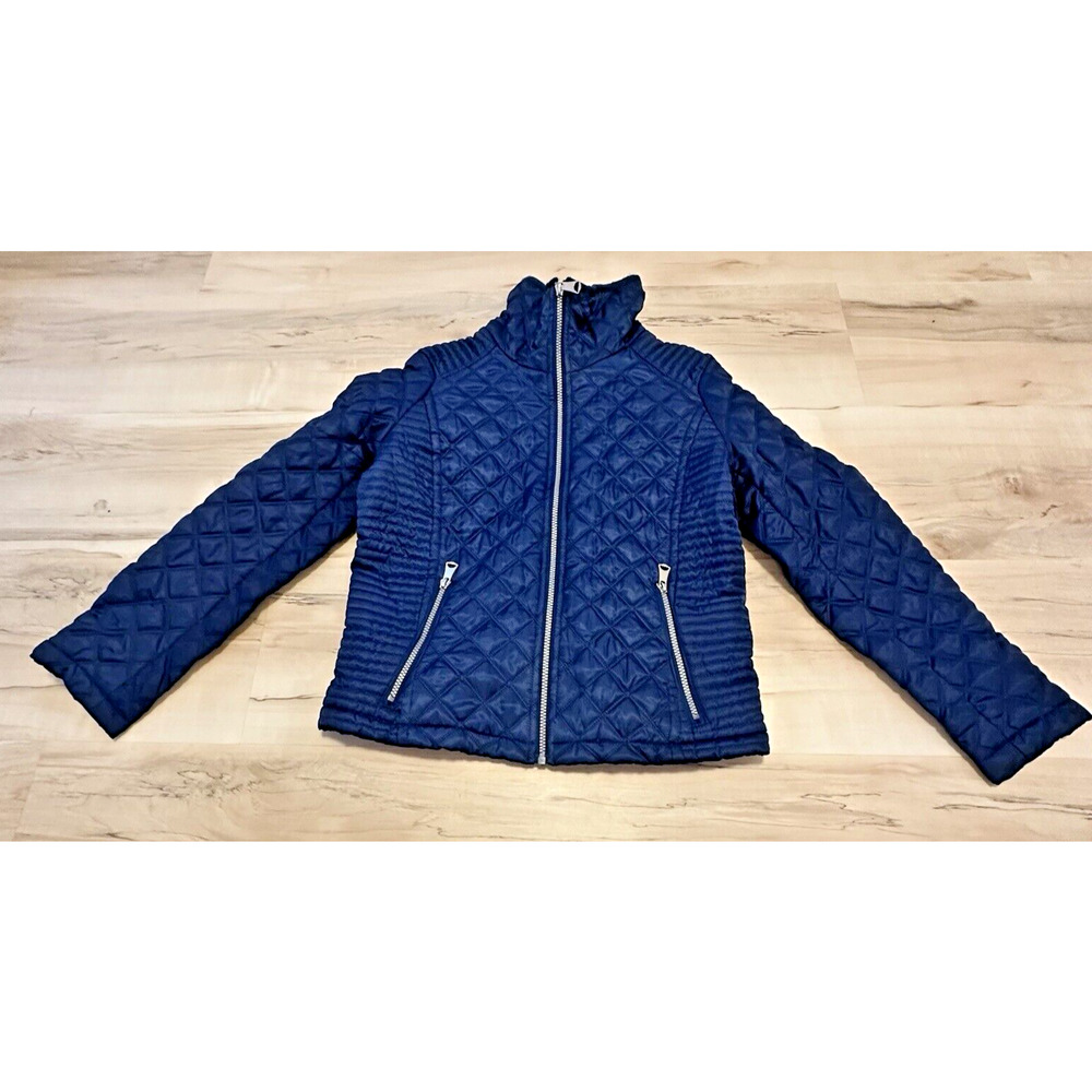 Marc New York Andrew S Quilted Puffer‎ Jacket Zip Up Women High Collar Blue New